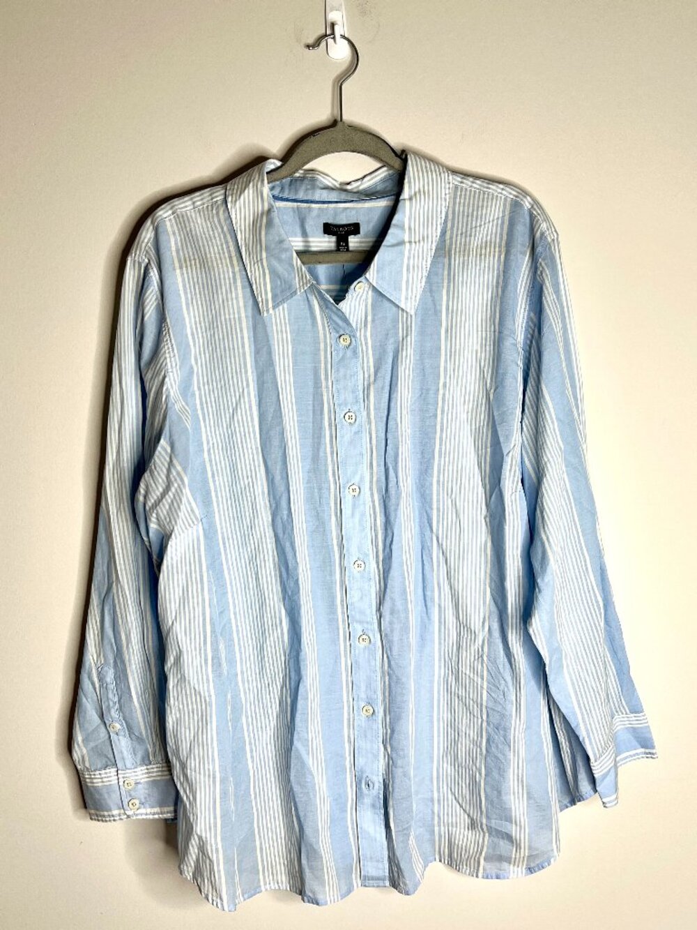 Talbots Classic Cotton Blue Striped Button-Down Lightweight Coastal Sz 3X NWT